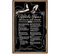 SaNavie Retro Witch Metal Signs Witch's Home Rules Of The House Plaques Home Room Wall Hanging Sign Halloween Party Tin Poster Decor 6x8 Inch