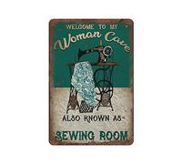 SaNavie Sewing Woman Cave Retro Tin Sign Room Wall Lover Gift For Women Daughter Mom Grandma Bedroom Decor Lounge Craft Birthday Anniversary Housewarming 8x12In, multicolor