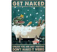 SaNavie Tin Sign Funny Retro Dinosaurs Naked Don't Make It Strange Signs, Milk Goat Art Prints, Funny Bathroom Decor Retro Metal Tin Signs Retro Home Bedroom Kitchen Signs 8X12 Inch