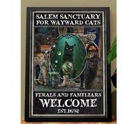 SaNavie Tin Signs Metal Sign Black Cat Salem Sanctuary for Wayward Cats Ferals Est 1962 Poster Witch Style 8x12 Inches, multicolor