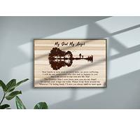 SaNavie to My Angel Dad Poster My Dad My Angel Wall Art Vintage Guitar Poster Happy Day Gift Music Dad Poster Guitarist Dad Gift Metal Tin Sign for Home Gift Parent-Child Father's Day Ideas 6x8 Inch