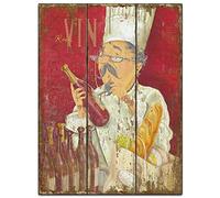 SaNavie Top Old Chef Wooden Signs Retro Wood Signs Wall Art|Natural Wooden Board Print Poster Wall Decoration for Kitchen Restaurant Metal Tin Sign Vintage Plaque Kitchen Home Decor 8x12 Inch