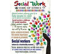 SaNavie Vintage Metal Tin Sign Hand Canvas Poster Social Work Ethics Code Social Worker's Primary Goal is to Help Those in Need Vintage Metal Tin Sign Vintage Home Wall Decor 8x12 Inch