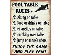 SaNavie Vintage Retro Metal Plaque Sign Pool Table Rules Tin Sign Home Bar Kitchen Bar Wall Decor Sign Metal Tin Sign 8"x12" Inch Aluminum Sign for Cafe Bar Bedroom Wall Decorative Art Tin Sign