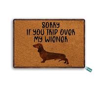 SaNavie Vintage Tin Sign Funny Dog Sorry If You Trip Over My Wiener Metal Tin Sign Wall Art Home Decor Kitchen Poster Cafe Pub Plaque 16x12 Inch