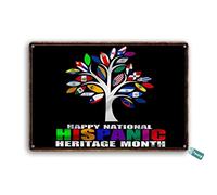 SaNavie Vintage Tin Sign Hispanic Heritage Celebrating Latin Countries Tree Metal Tin Sign Wall Art Home Decor Kitchen Poster Cafe Pub Plaque 8x12 Inch