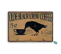 SaNavie Vintage Tin Sign Olde Black Crow Coffee Metal Tin Sign Wall Art Home Decor Kitchen Poster Cafe Pub Plaque 8x12 Inch