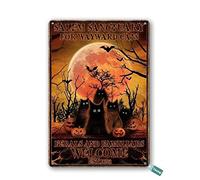 SaNavie Vintage Tin Sign Salem Sanctuary for Wayward Cats Halloween Cat Pumpkin Metal Tin Sign Wall Art Home Decor Kitchen Poster Cafe Pub Plaque 8x12 Inch