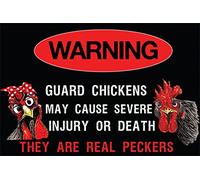SaNavie Warning Guard Chickens May Cause Severe Injury Or Death They are Real PeckersRetro Metal Tin Sign for Men Women,Wall Decor for Bars,Restaurants,Cafes Pubs,8x12 Inch