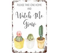 SaNavie Watch Me Grow Sign Succulent Favors Baby Shower Sign Succulents Retro Art Metal Tin Sign Wall Decoration in The School Office Bedroom Plaque 12x8 in, 8x12inch
