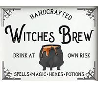 SaNavie Witches Brew Halloween Sign Decor Fall Wall Art Witch Metal Tin Signs Vintage 8x12 Inch