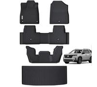 SANBAN-AXE Floor Mats&Trunk Mat Car Carpet for 2023 2024 Honda Pilot Sport/Touring/Elite/TrailSport/EX-L，1st&2nd&3nd Row and Trunk Mat Full Set，TPE All Weather Protection Car Floor Liners-Black