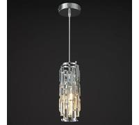 SANBDDLYY Crystal Pendant Light - Elegant Cylinder Shape Hanging Fixture for Bedroom, Dining Room, Living Room, and Bar(Chrome,1 Light)