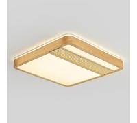 SANBDDLYY Nordic Wood LED Ceiling Light 3-Color Dimmable Flush Mount for Bedroom Kitchen Hall(60cm)