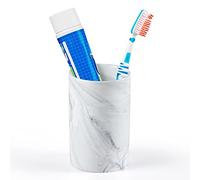 Sanbege Bathroom Tumbler Cup, Ceramic Toothbrush Holder Stand for Mouthwash Rinsing, Toothpaste, Pen, Makeup Brush, Teaspoon Organizer, 10oz / 300ml (Marble Pattern)