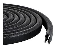 Sanbege Rubber Edge Trim Guard 10ft/3m, Adhesive Free Door Edge Protector, U Shape Edge Seal Strip with Embedded Metal Clips Fits 3/64" to 1/4" Thick Edges (Black)