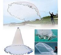 SanBouSi 18ft Fishing Net, White, Modern, Nylon, Cast Net, Hand Throw Fishing Net with Sinker, 5.4m Diameter, 18ft Length