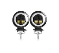 SANCAK Motorcycle Headlight 2Piece 3 Inch 7D Lens LED Work Light Bar Square Car Headlight Halo Motorcycle For Jeep For ATV For SUV 12V 24V Driving Lights(2pieces Round White)