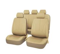 SANCAK Universal Car Seat Cover Protector PU Leather Front & Rear Back Cushion Pad Auto Interior Truck SUV Sedan Seat Protection(9pieces Beige)
