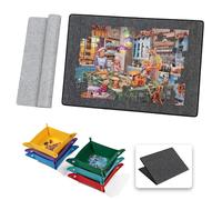 Sancallie 1500 Pieces Jigsaw Puzzle with 6 Shelves and Cover, Foldable Puzzle Mat with Puzzle Storage Rails, Lightweight and Portable for 1500, 1000 and 500 Pieces