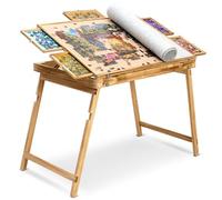 Sancallie 36"x26" Jigsaw Puzzle Table with 5 Drawers, Foldable & Adjustable, Rustic Style, Ideal for 1500 Pc Puzzles