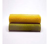 Sancarlos - Set of 2 Ocean Duo Bath Towels, Mustard and Moss Green, 100% Cotton, 550 g/m²