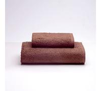 Sancarlos - Set of 2 Ocean Washbasin and Shower Towels, Brown, 100% Cotton, 550 g/m2