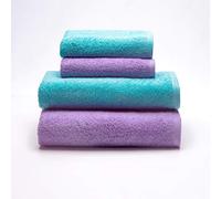 Sancarlos - Set of 4 Ocean 2 Washbasin and 2 Shower Towels, Lilac and Tuquesa, 100% Cotton, 550 g/m2