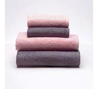 Sancarlos - Set of 4 Ocean Duo Hand Towels, 2 Sinks and 2 Bath, Pink and Dark Grey, 100% Cotton, 550 g/m²