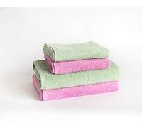 Sancarlos - Set of 4 Ocean Duo Hand Towels, 2 Sinks and 2 Bath Towels - Bubblegum Pink and Green - 100% Cotton 550gsm