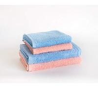 Sancarlos - Set of 4 Ocean Duo hand towels, 2 washbasins and 2 bathrooms, colour pink and light blue, 100% cotton, 550 g/m²