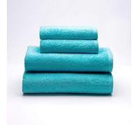 Sancarlos - Set of 4 Ocean Towels, 2 Wash Basin and 2 Bath Towels, Turquoise Color, 100% Cotton, 550 g/m2