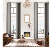 Sanceor 132 Inch Extra Long Light Grey Curtain,Grommet Top,Custom Made A Tale of Luxury Unveiled in 11ft High Ceiling Curtain for 2 Story House,Tall Windows (1 Panel,52 x 132 Inch)