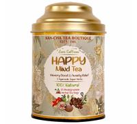 Sancha Tea Boutique Happy Mind Tea, Caffeine Free Herbal Tea Bags, 25 Pack, Pyramid Tea Bags, Plastic Free Tea Bags, All Natural Herbs for a Waking Mind, Indian Ginseng Tea