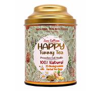 Sancha Tea Boutique Happy Tummy Tea | Caffeine Free Tea (Pack of 25) | 100% Biodegradable Tea Bags | Pyramid Tea Bags | Herbal Tea | Digestive Tea | Belly Tea Detox