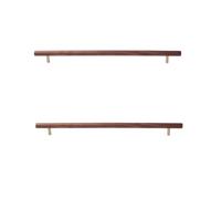 SANCHAKOU Cabinet Pulls 2Pcs Beech Black Walnut Ash Wood Original Color Wardrobe Drawer Cabinet Wooden Extended Door Handle 320Mm Black Walnut