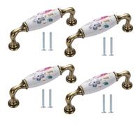 SANCHAKOU Cabinet Pulls 4Pcs Chinese Style Ceramic Orchid Handle Furniture Cabinet Wardrobe Drawer Pulls 96mm