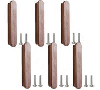 SANCHAKOU Cabinet Pulls Handles 6Pcst Shaped Cabinet Door Solid Wood Handle Furniture Drawer Cabinet Wooden Handle Black Walnut 96Mm