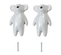 SANCHAKOU Ceramic Door Knob 2Pcs Children's Room Cabinet Door Drawer Handle Colorful Mini Ceramic Knobs Koala