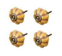 SANCHAKOU Ceramic Handles 4Pcs Cabinet Drawer Knobs Gradient Pumpkin Shape Underglaze Color Ceramic Handle Yellow