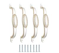 SANCHAKOU Decorative Ceramic Handle 4Pcs Marble Cabinet Bathroom Door Handle Ceramic Ivory White Shoe Cabinet Wine Cabinet Small Door Pulls 128mm