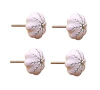 SANCHAKOU Decorative Knobs 4Pcs 4Pcs Ceramic Handle Drawer Cabinet Wardrobe Chest Door Knobs Hand Painted Blue and White Porcelain Fortune Tree Good Man Flower