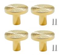 SANCHAKOU Door Knobs for Cupboards 4Pcs Brass Chrome Silver Wardrobe Door Handle Single Hole Drawer Cabinet Wine Cabinet Handle - Bright Gold