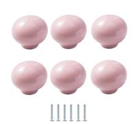 SANCHAKOU Drawer Handles 6Pcs Color Ceramic Knobs Children's Room Wardrobe Door Cabinet Drawer Ball Handles Pink