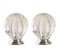 SANCHAKOU Drawer Knobs 2 Pcs Transparent Acrylic Wardrobe Cabinet Drawer Storage Box Single Hole Handle Pumpkin Ball Silver Bottom