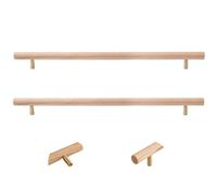 SANCHAKOU Drawer Knobs 2Pcs Beech Black Walnut Ash Wood Log Color Wardrobe Drawer Cabinet Wooden Extended Door Handle 320Mm Ash Wood