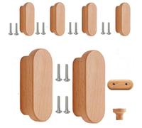SANCHAKOU Drawer Knobs 6Pcst Shaped Cabinet Door Solid Wood Handle Furniture Drawer Cabinet Wooden Handle Beech 32Mm