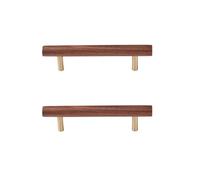 SANCHAKOU Dresser Knobs 2Pcs Beech Black Walnut Ash Wood Original Color Wardrobe Drawer Cabinet Wooden Extended Door Handle 96Mm Black Walnut