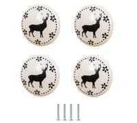 SANCHAKOU Dresser Knobs 4Pcs Animal Shape Children's Room Cabinet Round Ceramic Knobs Deer
