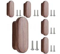 SANCHAKOU Dresser Knobs 6Pcst Shaped Cabinet Door Solid Wood Handle Furniture Drawer Cabinet Wooden Handle Black Walnut 32Mm